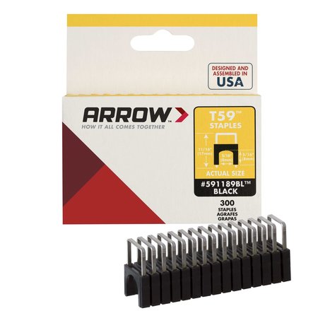 Arrow Fastener Insulated Cable Staples, T59, 11/16 in Leg L, Stainless Steel, 300 PK 591189BLSS